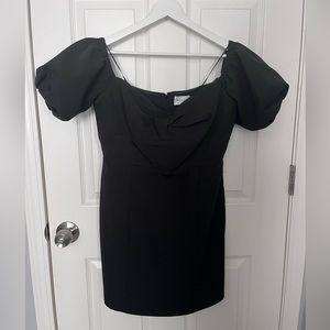 Milly black off shoulder puff sleeve mini dress. Adorable. NWT